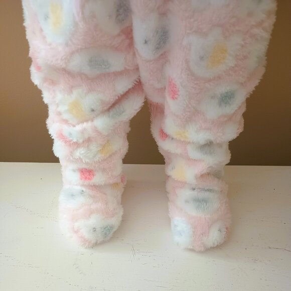 Duck Duck Goose Plush 2 Piece Set 3-6m Baby Girl Pink Fleece Footed & Hooded NWT - Picture 4 of 12